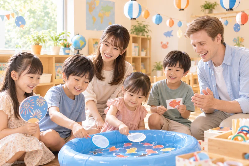 夏の英語イベントを楽しむ子どもたち