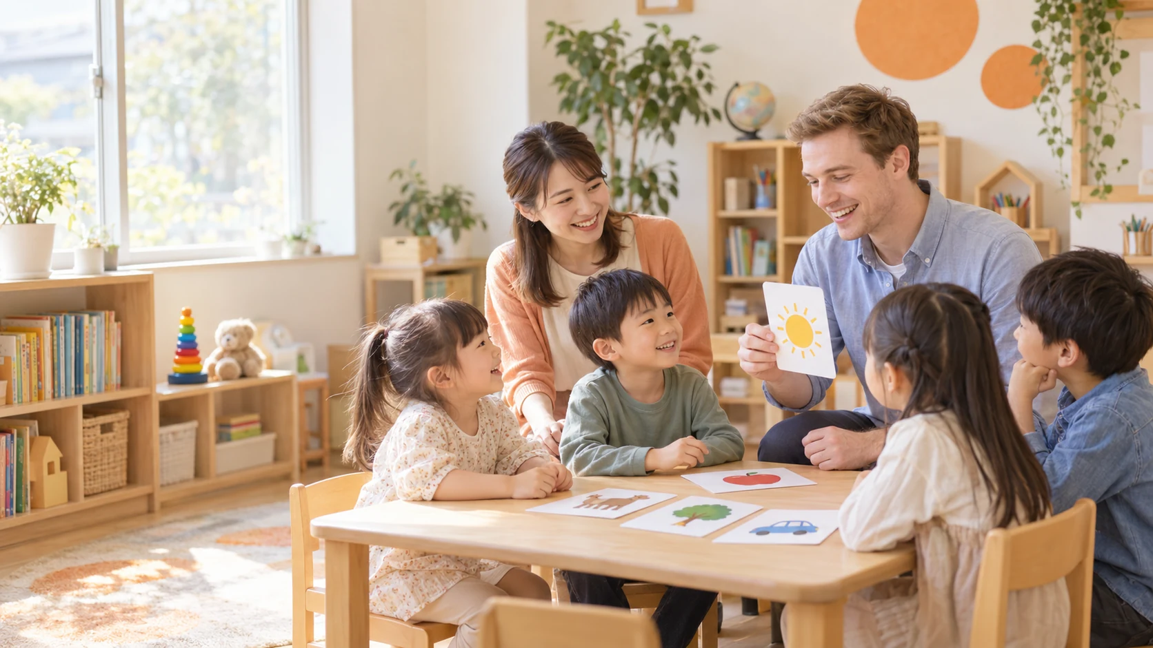 英語教室で子どもたちが学ぶ様子